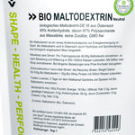 Sack mit Bio Maltodextrin Pulver von Lee Sport, Nahaufnahme Inhaltsstoffe, Inhalt 1kg