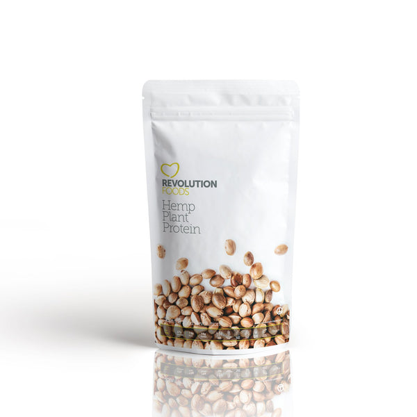 Sack mit Hanfproteinpulver von Revolution Foods, Inhalt 1kg, Vorderseite
