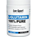 Behälter mit L-Glutamin 100% Pulver von Lee Sport, veganes Supplement, Inhalt 350g