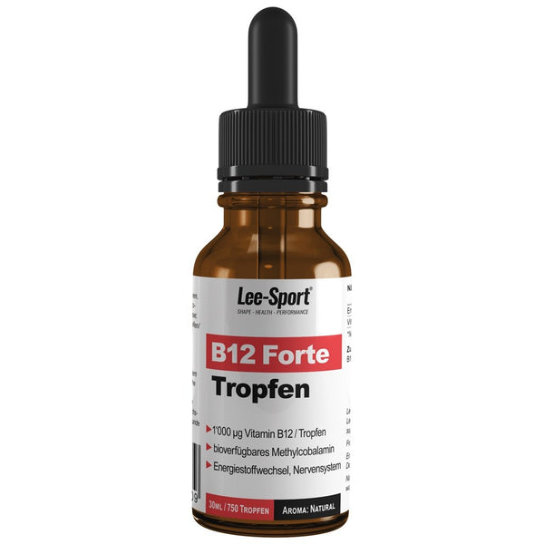 Fläschchen mit Vitamin B12 Forte Tropfen von Lee Sport, Inhalt 30ml